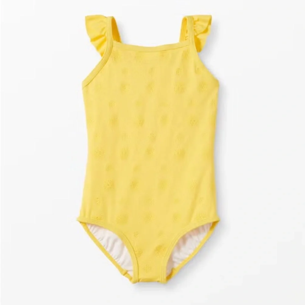 Hanna Andersson Yellow Sunblock Eyelet Embroidered One Piece Swimsuit Size 14-16